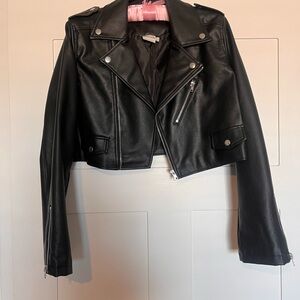 Women's Black Leather moto Jacket by Selfie Leslie